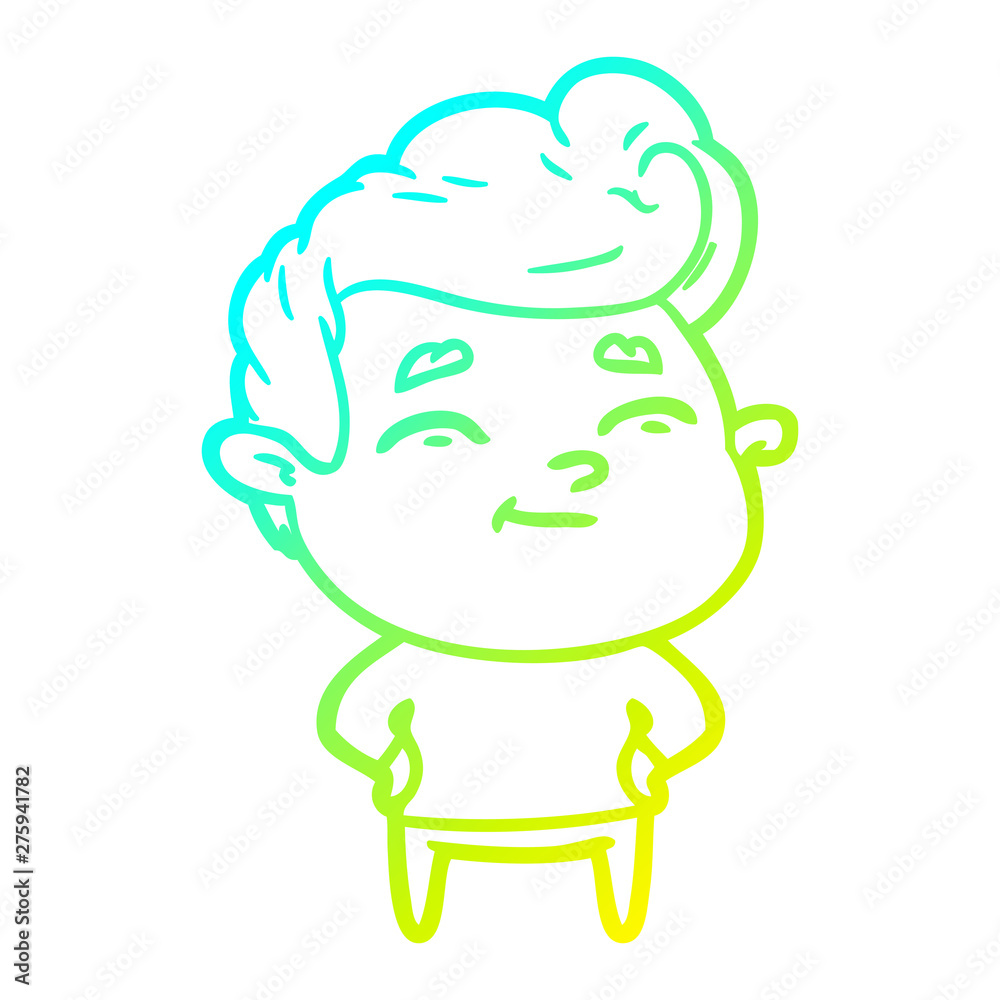 Obraz premium cold gradient line drawing happy cartoon man