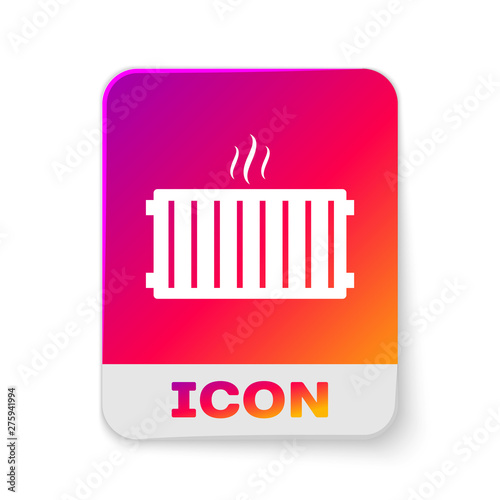 White Heating radiator icon isolated on white background. Rectangle color button. Vector Illustration
