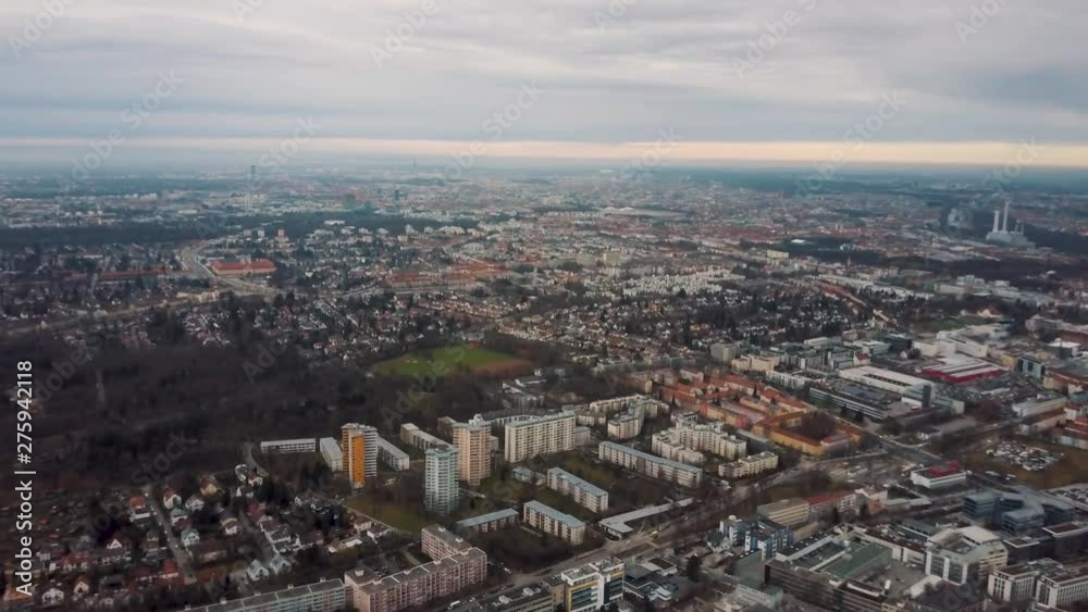 Cinematic Tilt Down High Altitude Drone Aerial of Munich Bavaria Germany Suburbia Cinematic Tilt Down High Altitude Drone Aerial of Munich Bavaria Germany Suburbia