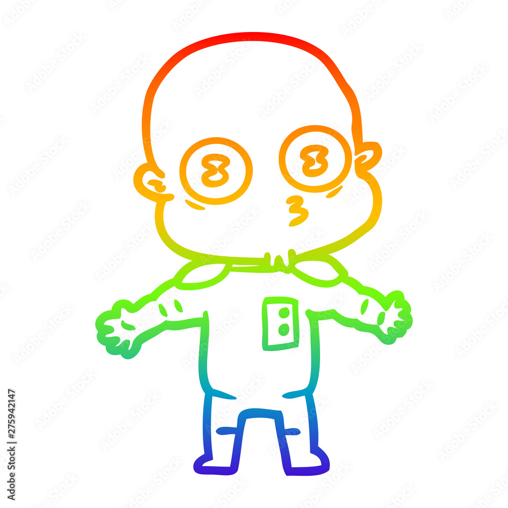 rainbow gradient line drawing cartoon weird bald spaceman rainbow gradient line drawing cartoon weird bald spaceman