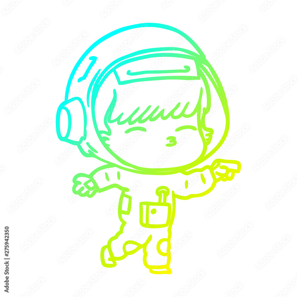 cold gradient line drawing cartoon curious astronaut cold gradient line drawing cartoon curious astronaut