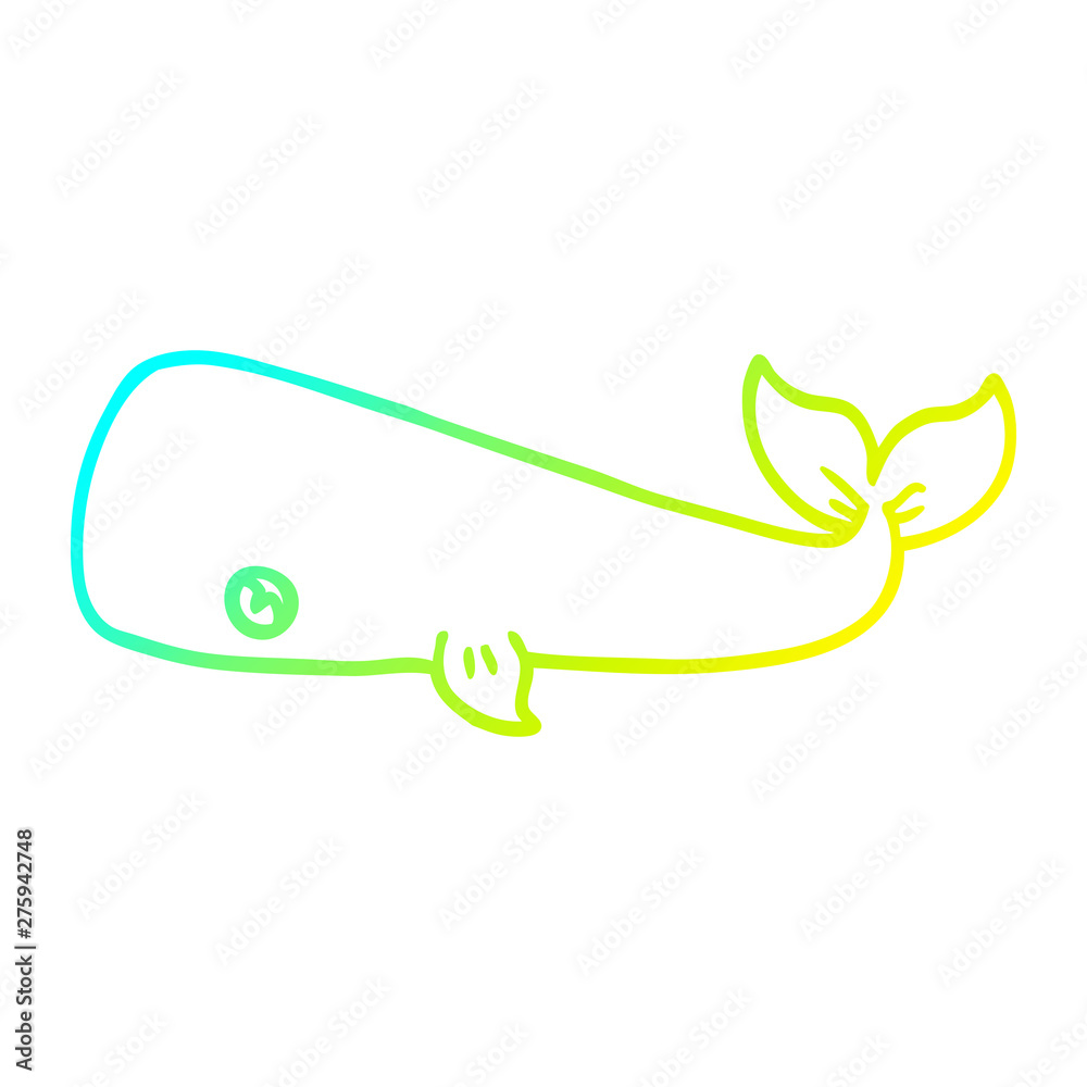 Obraz premium cold gradient line drawing cartoon whale