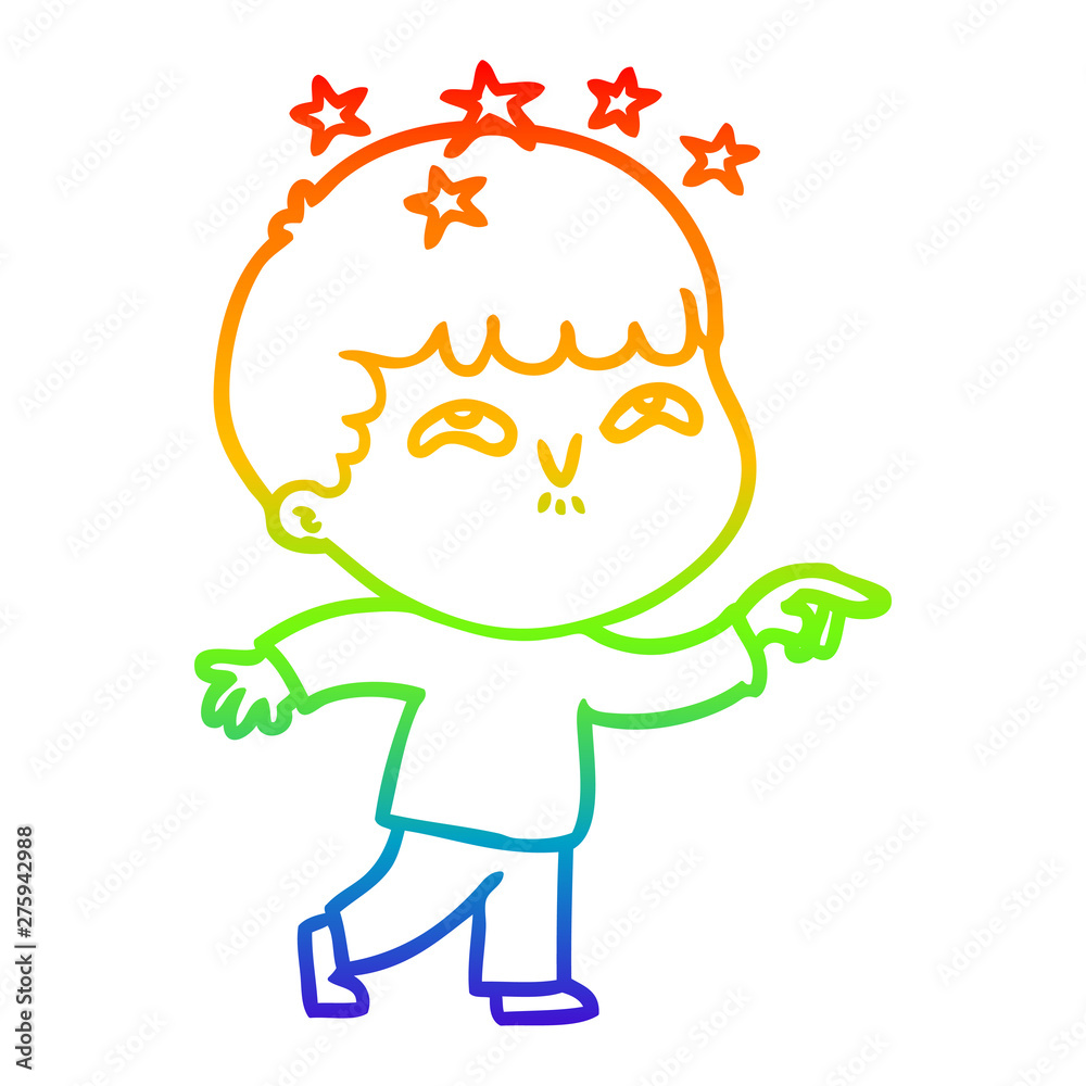 rainbow gradient line drawing cartoon amazed boy rainbow gradient line drawing cartoon amazed boy