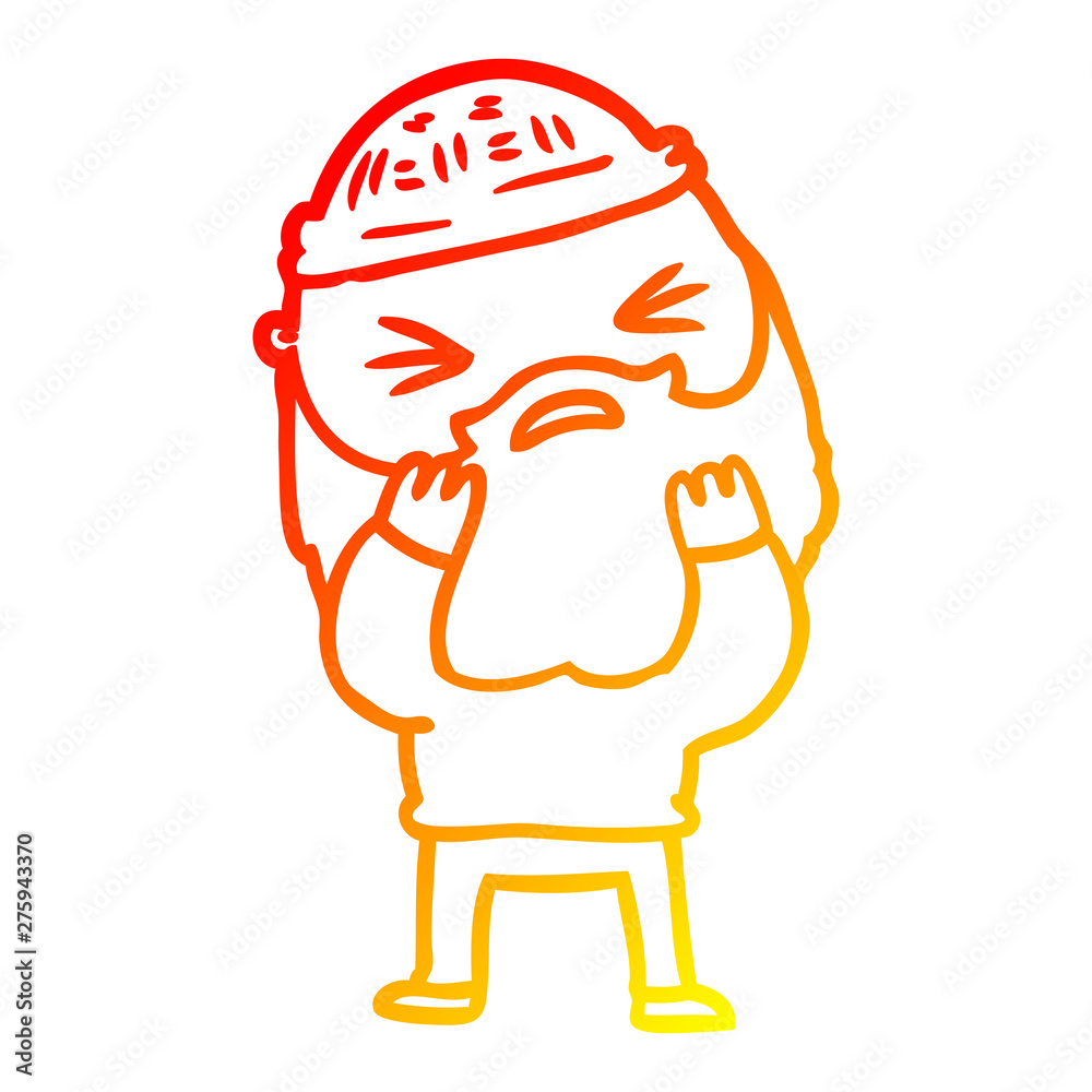 warm gradient line drawing cartoon man with beard warm gradient line drawing cartoon man with beard