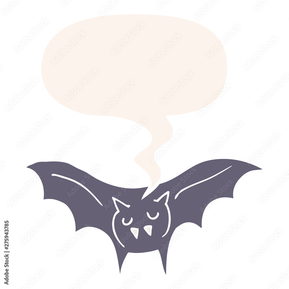 cartoon vampire bat and speech bubble in retro style cartoon vampire bat and speech bubble in retro style