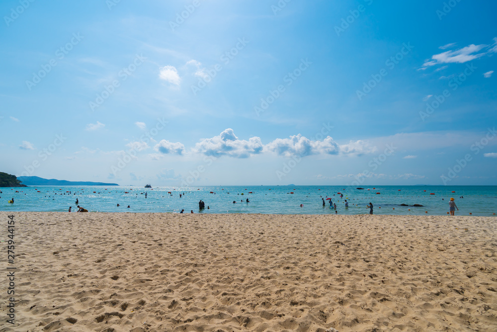 unidentified people visit Sai Kaew Beach at Rayong, Thailand