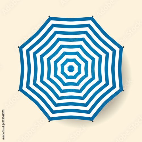 Umbrella top view. Vector beach umbrella