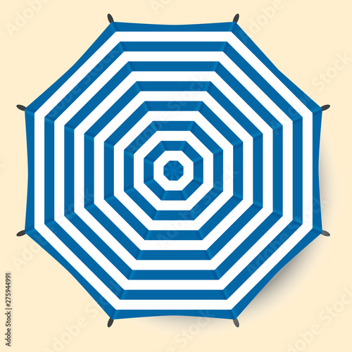 Umbrella top view. Vector beach umbrella