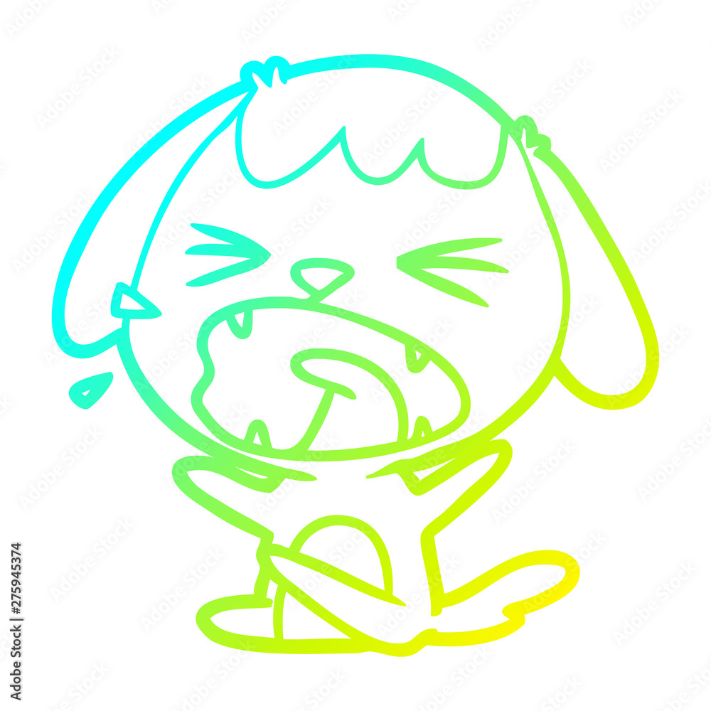 cold gradient line drawing cute cartoon dog barking cold gradient line drawing cute cartoon dog barking