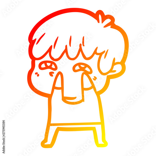 warm gradient line drawing cartoon curious man