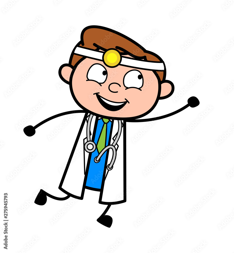 Flying Pose - Professional Cartoon Doctor Vector Illustration Flying Pose - Professional Cartoon Doctor Vector Illustration