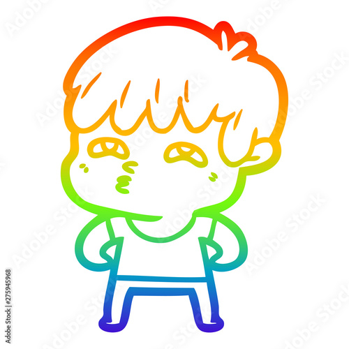 rainbow gradient line drawing cartoon curious man