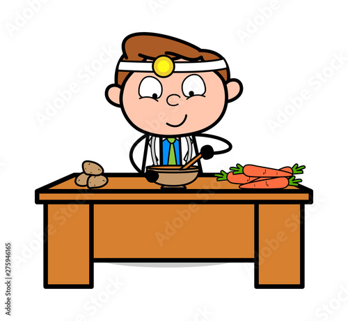 Preparing Breakfast - Professional Cartoon Doctor Vector Illustration