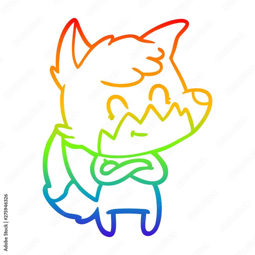 rainbow gradient line drawing cartoon friendly fox rainbow gradient line drawing cartoon friendly fox