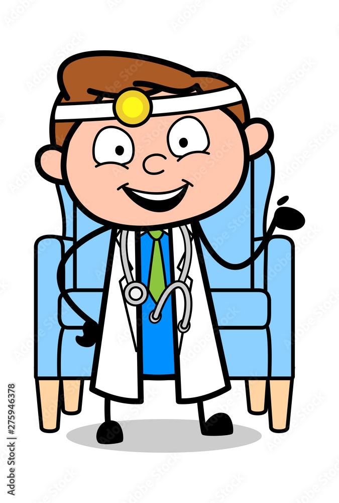 Presenting - Professional Cartoon Doctor Vector Illustration