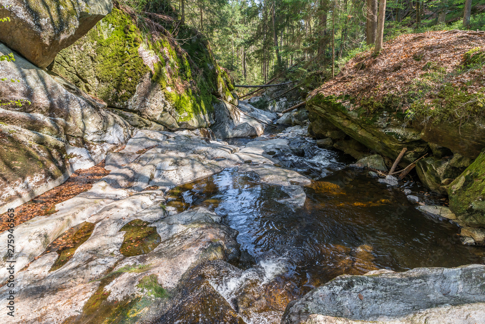 Obraz premium Steinklamm in Spiegelau im Bayerischen Wald, Deutschland