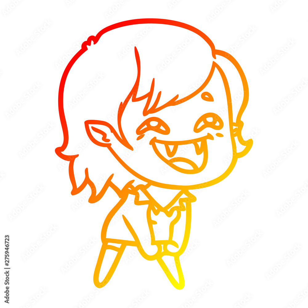 warm gradient line drawing cartoon laughing vampire girl warm gradient line drawing cartoon laughing vampire girl