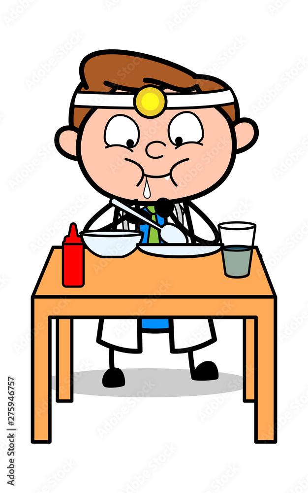 Eating Food - Professional Cartoon Doctor Vector Illustration Eating Food - Professional Cartoon Doctor Vector Illustration