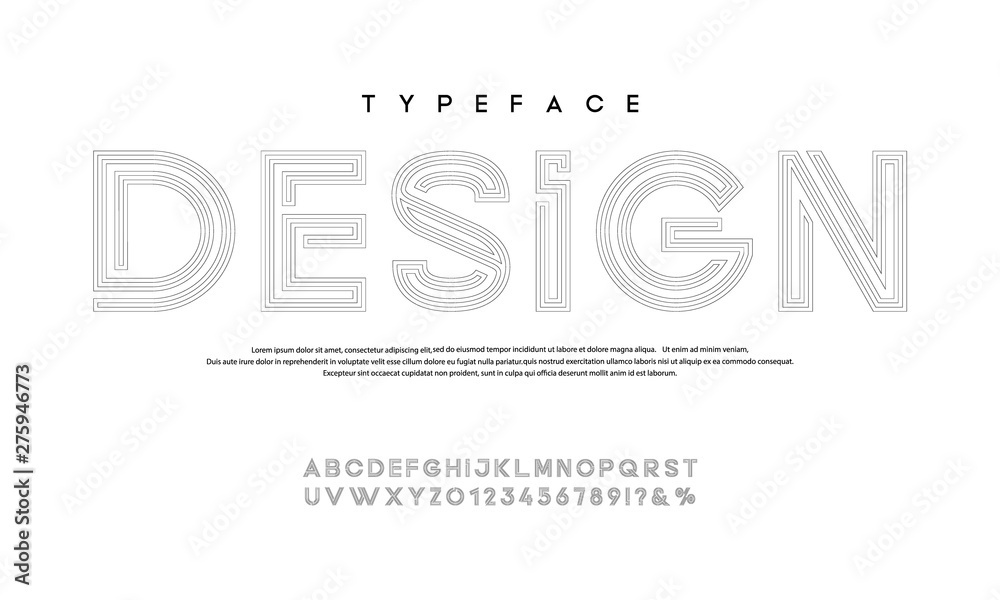 Naklejka Vector of modern abstract font and alphabet