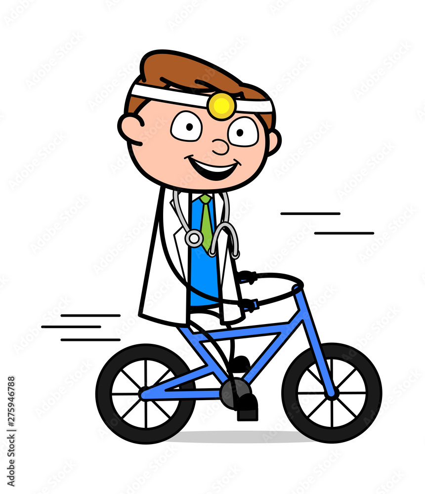Cycling - Professional Cartoon Doctor Vector Illustration Cycling - Professional Cartoon Doctor Vector Illustration