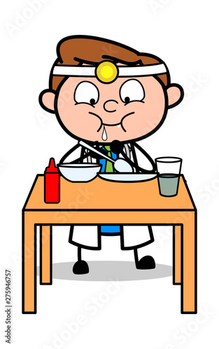 Eating Food - Professional Cartoon Doctor Vector Illustration