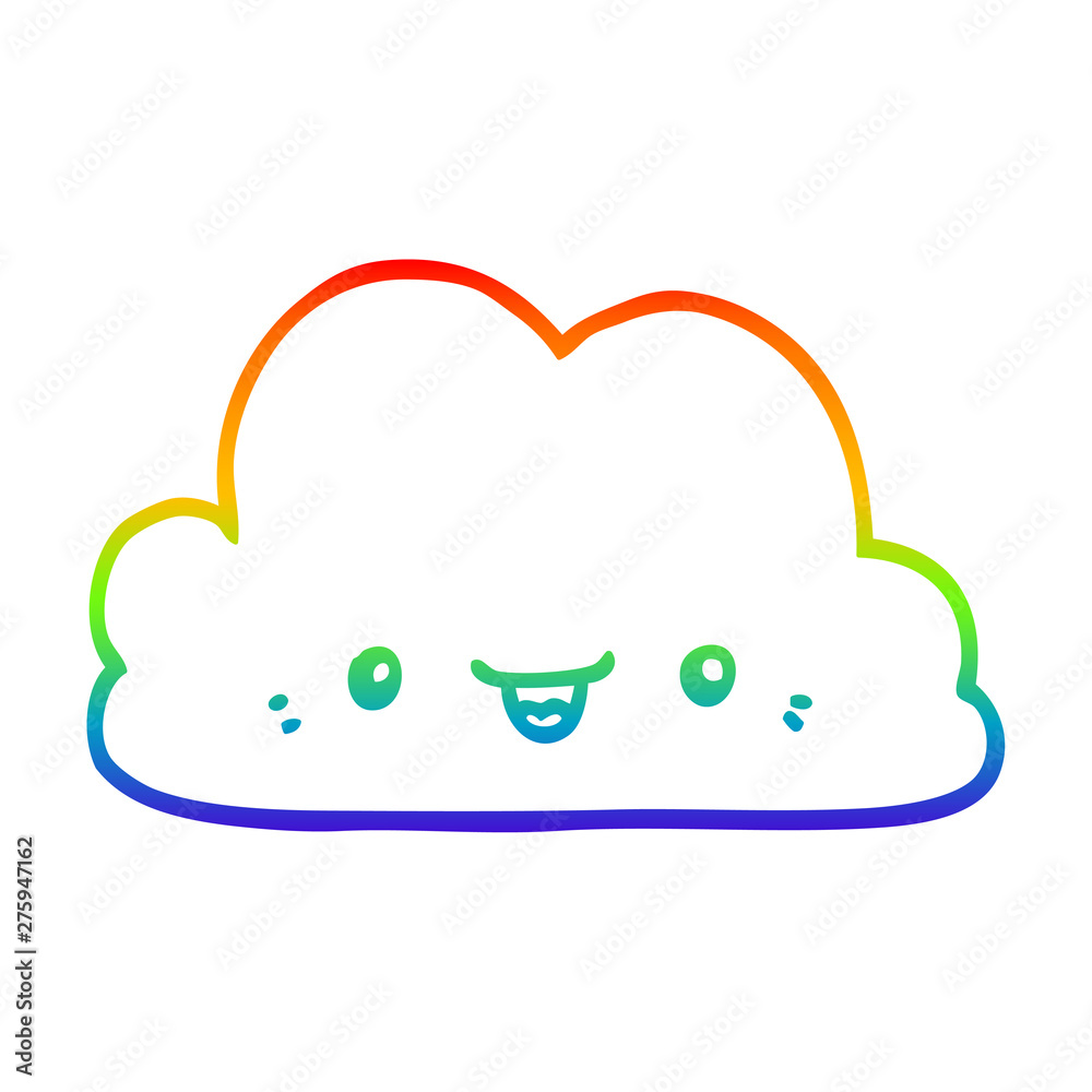 rainbow gradient line drawing cute cartoon cloud rainbow gradient line drawing cute cartoon cloud