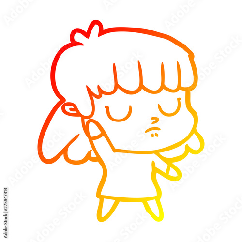 warm gradient line drawing cartoon indifferent woman