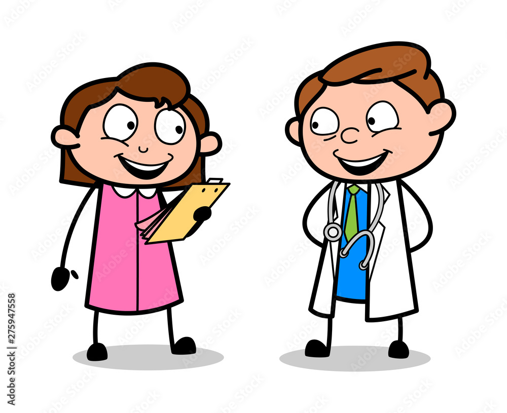 Happy to See Positive Medical Report - Professional Cartoon Doctor Vector Illustration Happy to See Positive Medical Report - Professional Cartoon Doctor Vector Illustration