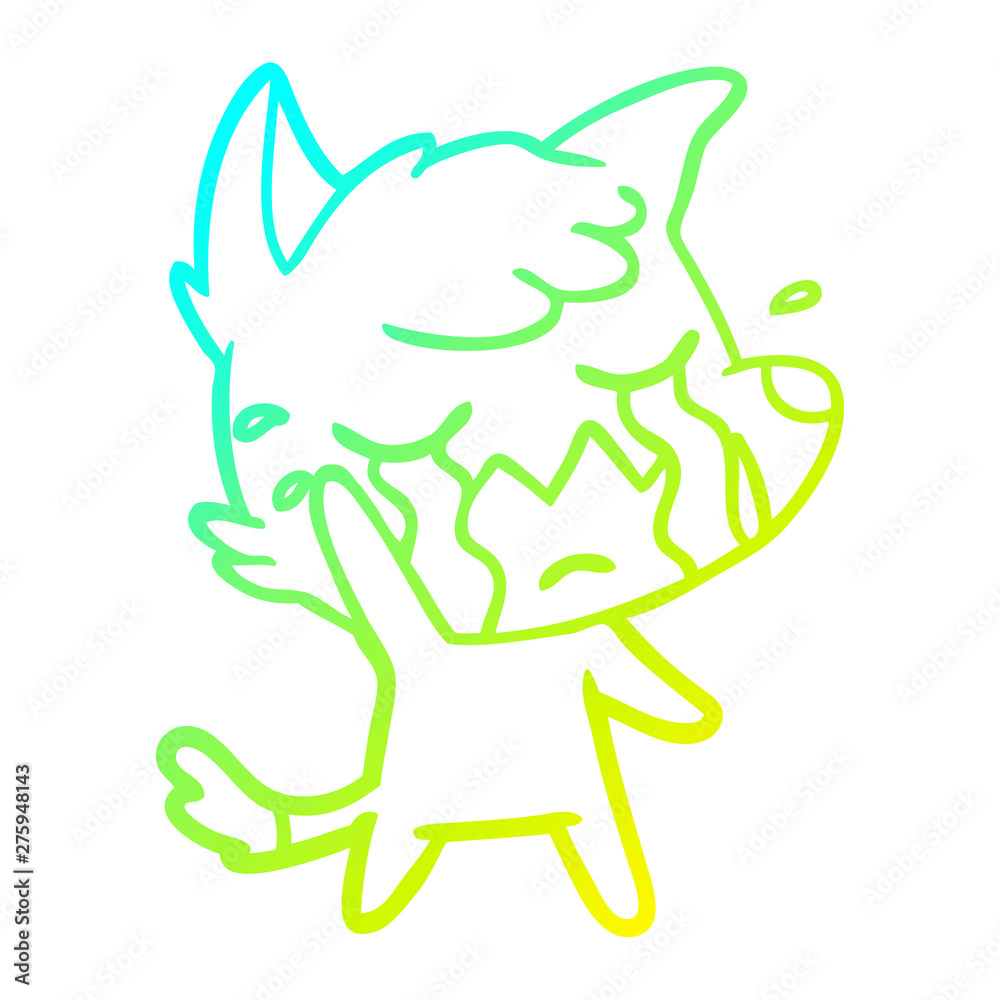 cold gradient line drawing crying waving fox cartoon cold gradient line drawing crying waving fox cartoon