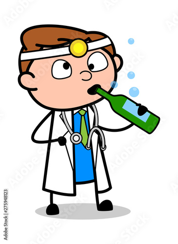 Drunk Doctor - Professional Cartoon Doctor Vector Illustration