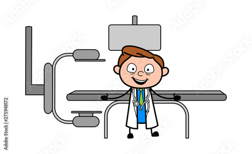 Presenting a Medical Equipment - Professional Cartoon Doctor Vector Illustration