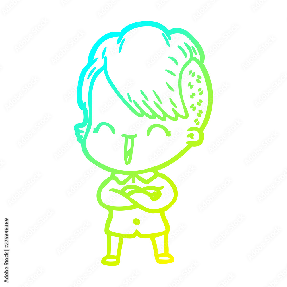 cold gradient line drawing cartoon happy hipster girl cold gradient line drawing cartoon happy hipster girl