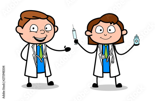 Doctor Giving Medical Tips - Professional Cartoon Doctor Vector Illustration