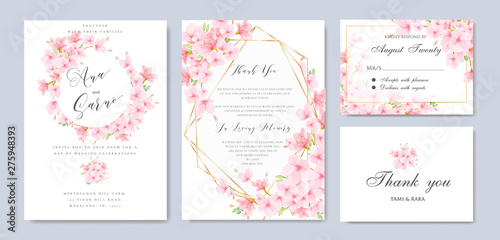 beautiful wedding Floral Cherry Blossom Frame and background