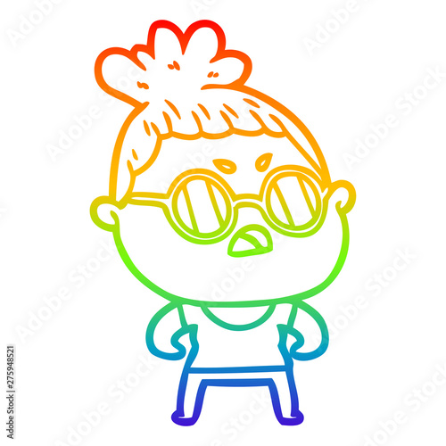 rainbow gradient line drawing cartoon annoyed woman
