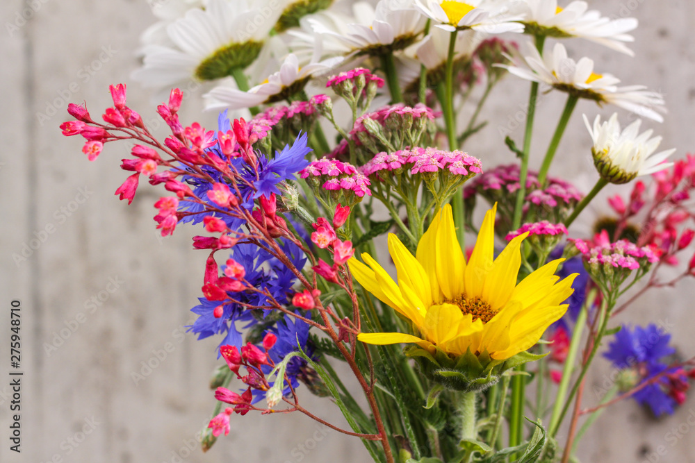 custom made wallpaper toronto digitalBouquet of field flowers with sunflower chamomile, cornflowers