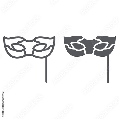 Carnival mask line and glyph icon, festival and masquerade, face mask sign, vector graphics, a linear pattern on a white background.