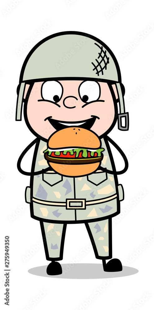 Eating Junk Food - Cute Army Man Cartoon Soldier Vector Illustration Stock  Vector | Adobe Stock
