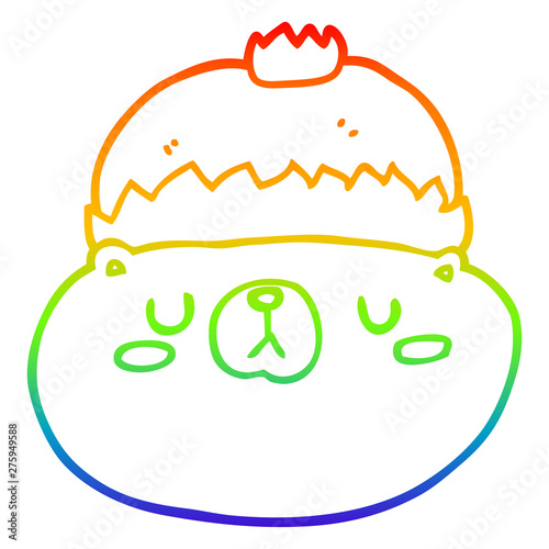 rainbow gradient line drawing cartoon christmas bear