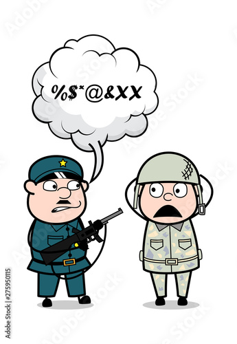 Army Man Arrested a Fake Officer - Cute Army Man Cartoon Soldier Vector Illustration