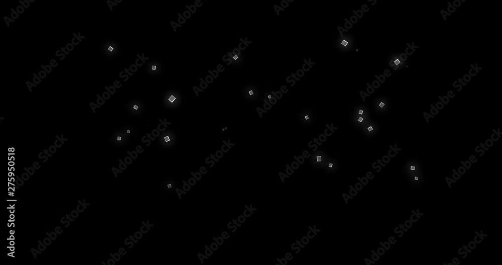 Cubic and luminous shapes that rotate like dust in space, abstract animation with luminous corpuscles that fall and float in the liquid space. backdrop for installations
