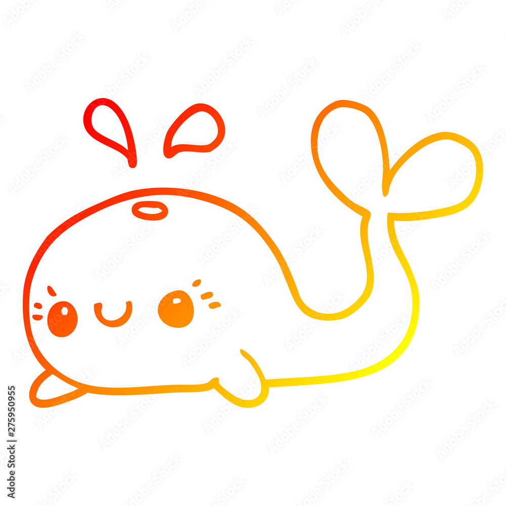warm gradient line drawing cute cartoon whale warm gradient line drawing cute cartoon whale