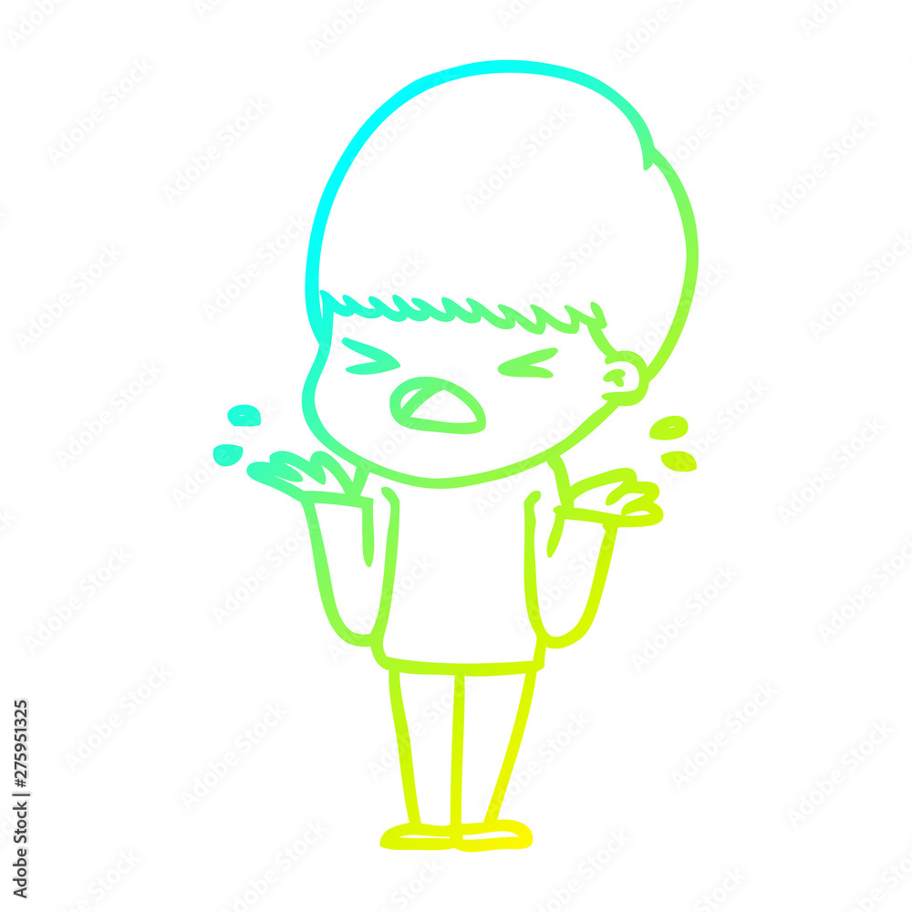 cold gradient line drawing cartoon stressed man cold gradient line drawing cartoon stressed man