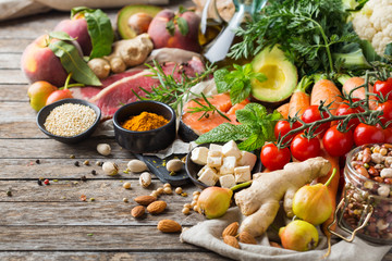 Healthy food for balanced flexitarian mediterranean diet concept