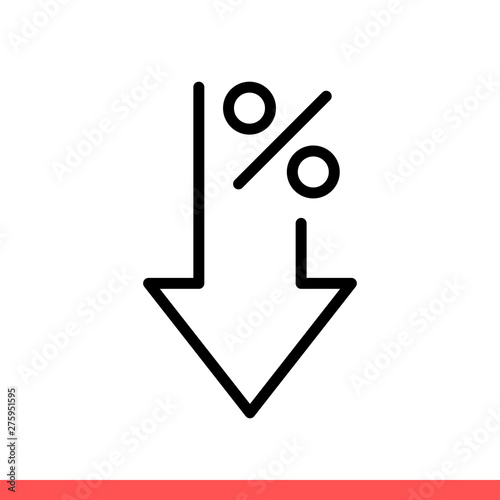 Down percent vector icon