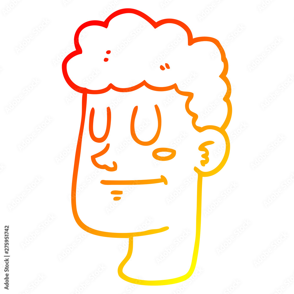 Fototapeta premium warm gradient line drawing cartoon male face