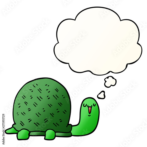 cute cartoon turtle and thought bubble in smooth gradient style