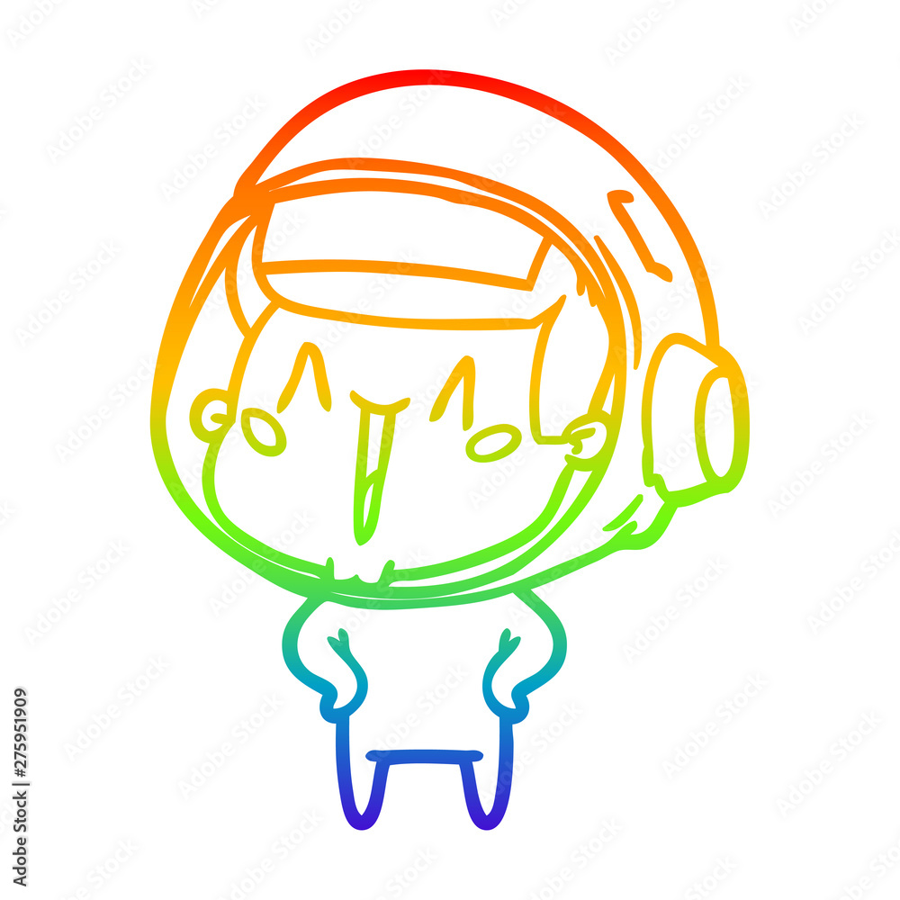 rainbow gradient line drawing happy cartoon astronaut rainbow gradient line drawing happy cartoon astronaut