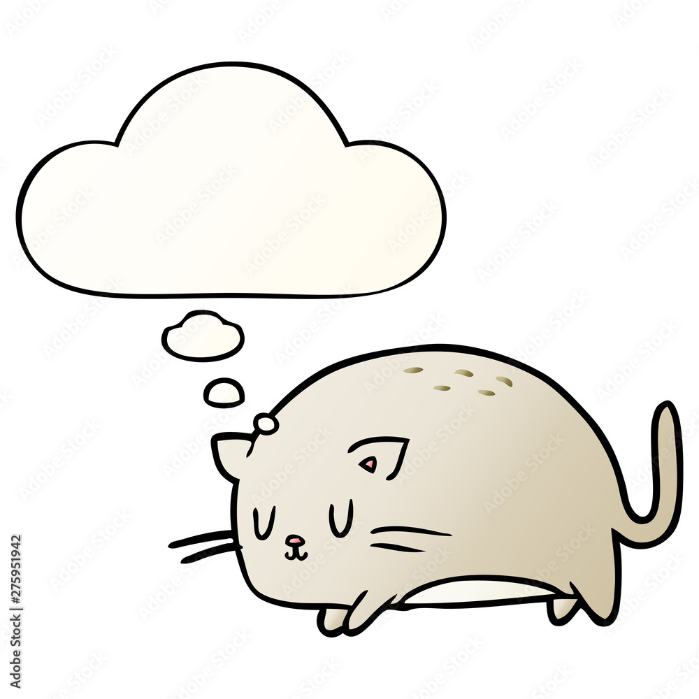 cute cartoon cat and thought bubble in smooth gradient style cute cartoon cat and thought bubble in smooth gradient style