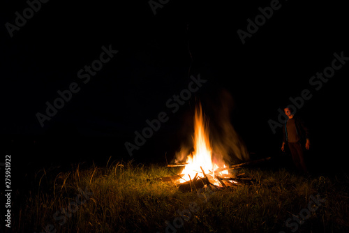 fire at night . fire at long exposure. flame